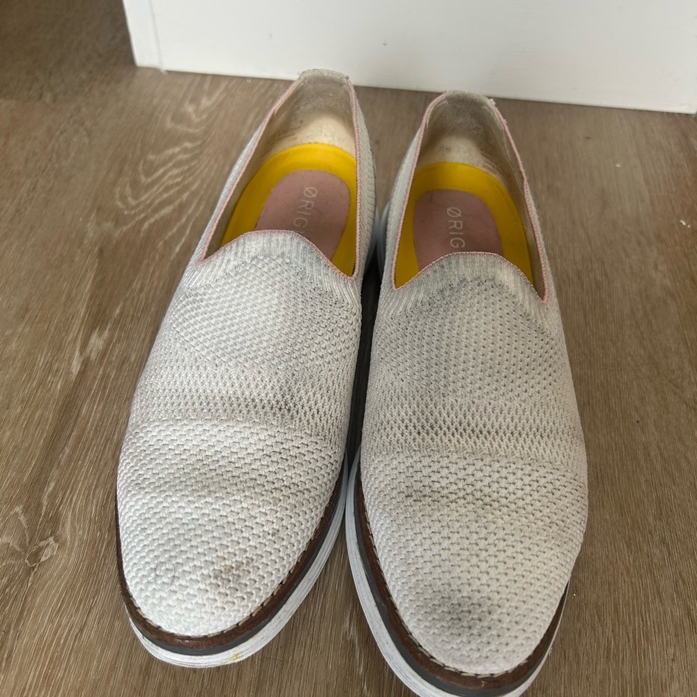 Cole Haan White Perforated Slip-On Loafers